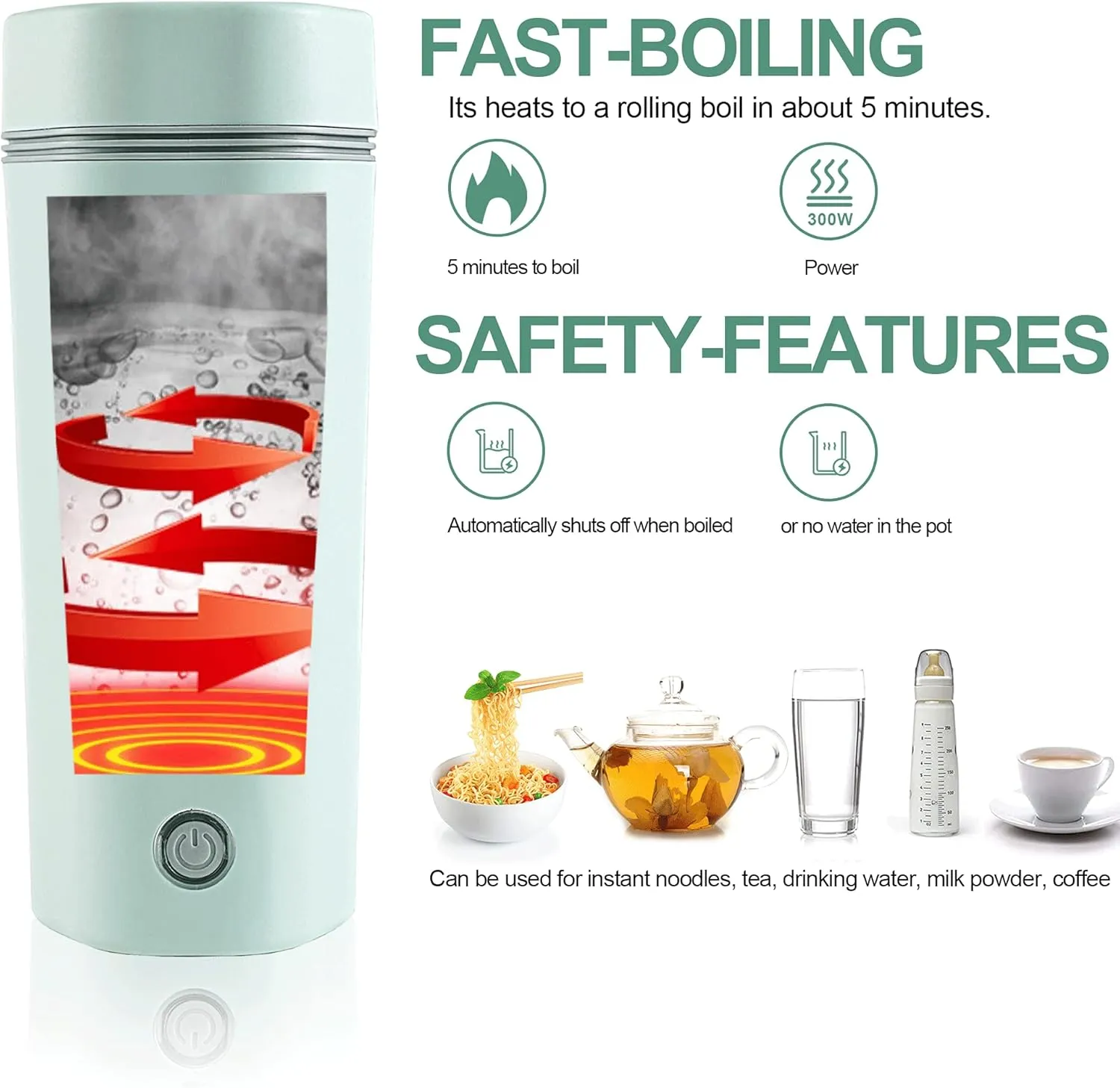 balbali Travel Kettle Electric Small Portable Electric Kettle for Boiling Water Travel Tea Kettle Portable Water Boiler 12oz Travel Electric Kettle