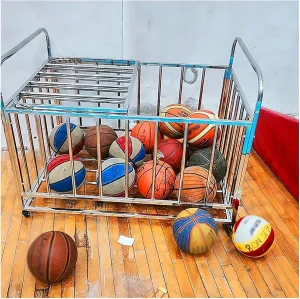 Ball Storage Garage Organizer Rolling Basketball Cart with Wheels, Outdoor Waterproof Ball Bin Sports Equipment Rack Stand for School/Church~/