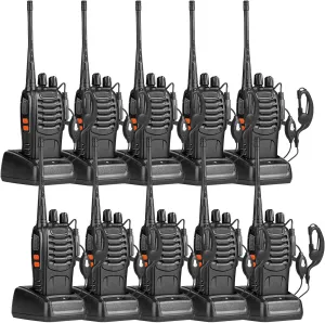 Baofeng BF-888S Walkie Talkies Long Range for Adults with Earpieces,16 Channel Walky Talky Rechargeable Handheld Two Way Radios (10 Pack)