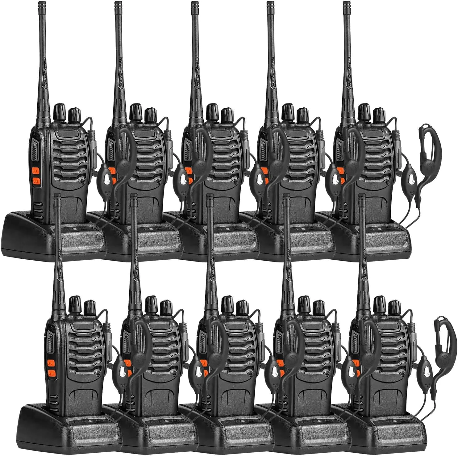 Baofeng BF-888S Walkie Talkies Long Range for Adults with Earpieces,16 Channel Walky Talky Rechargeable Handheld Two Way Radios (10 Pack)