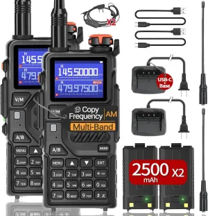 Baofeng K5 Plus Ham Radio Handheld Tri-Power Walkie Talkies Long Range High Power Two-Way Radio with One Click Frequency, USB-C Charging 2500mAh Battery,AM,999CH(2 Pack)