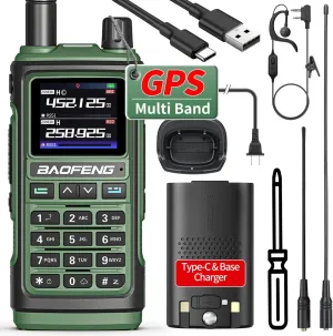 BAOFENG UV-17 PRO GPS Ham Radio Upgraded of UV-5R UV-17R Long Range Handheld Radio Walkie Talkies Tri Band 999 Channels NOAA USB-C Charger Two Way Radio with Rechargeable Battery,High Gain Antenna