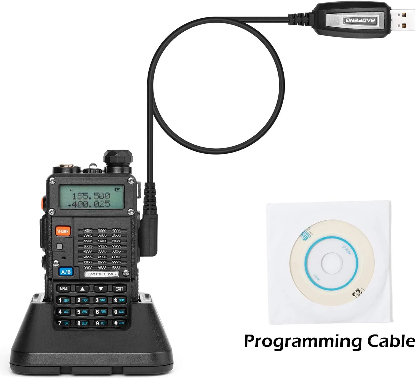 BaoFeng UV-5R 8-Watt (3rd Gen) Handheld Ham Radio with 2 Rechargeable Battery, Dual-Band 2-Way Radio Handheld Walkie Talkies Complete Set with Earpiece and Programming Cable (Pack 1)