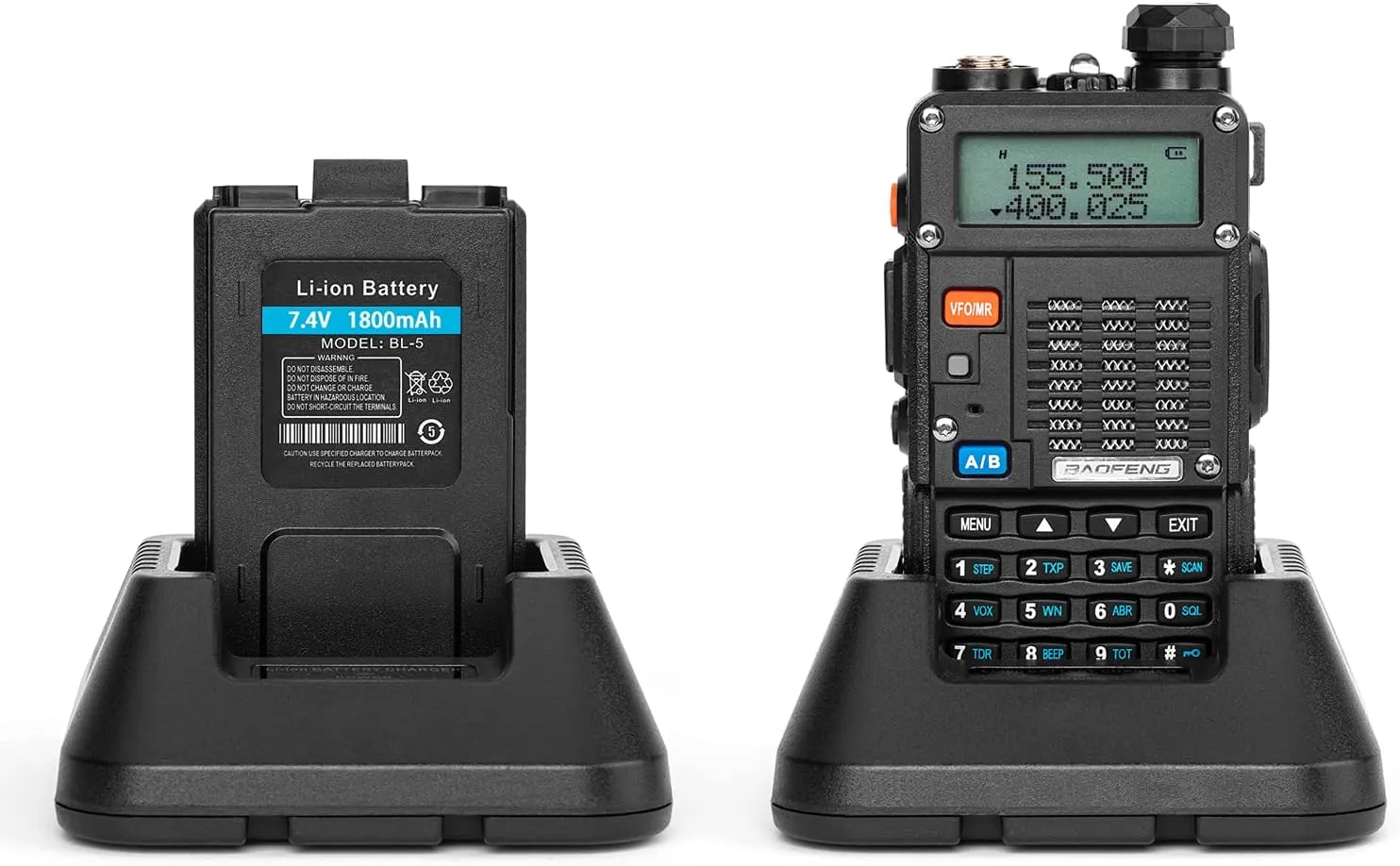 BaoFeng UV-5R 8-Watt (3rd Gen) Handheld Ham Radio with 2 Rechargeable Battery, Dual-Band 2-Way Radio Handheld Walkie Talkies Complete Set with Earpiece and Programming Cable (Pack 1)