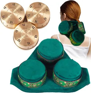 Barelove 3-in-1 Smokeless Copper Moxa Box, Purifier Copper Tank Moxibustion Treatment Tool Portable Therapy Bag, Great for Waist Neck Knee Shoulder Back 艾灸盒 艾灸包 艾灸 (Not Include Moxa)