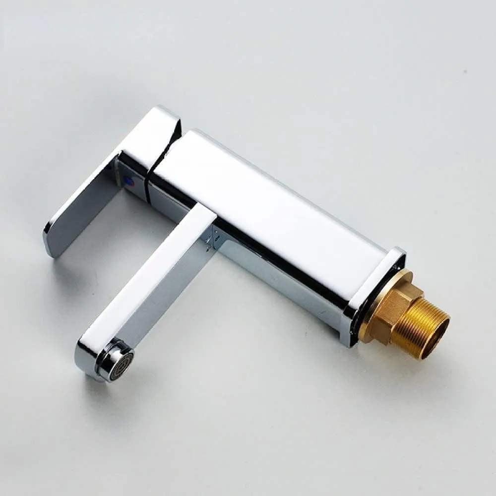 Basin Sink Bathroom Faucet Countertop Mounted Hot and Cold Basin Mixer Faucet Matte Black Lavatory Basin Faucet,Silver, No Hose,China