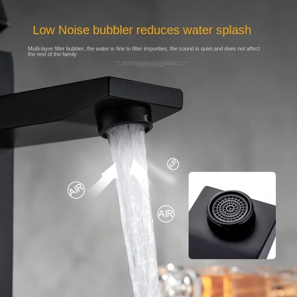 Basin Sink Bathroom Faucet Countertop Mounted Hot and Cold Basin Mixer Faucet Matte Black Lavatory Basin Faucet,Silver, No Hose,China