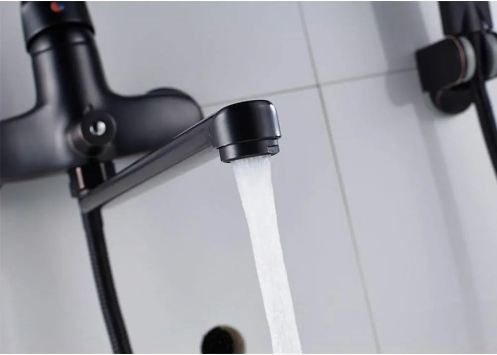 Bathtub Faucet with Hot and Cold Water Brass Wall Mounted Bathtub Shower Tap with Handheld Shower Single Handle Bathtub Faucet Set, Bronze Noir,Style A (Style a)