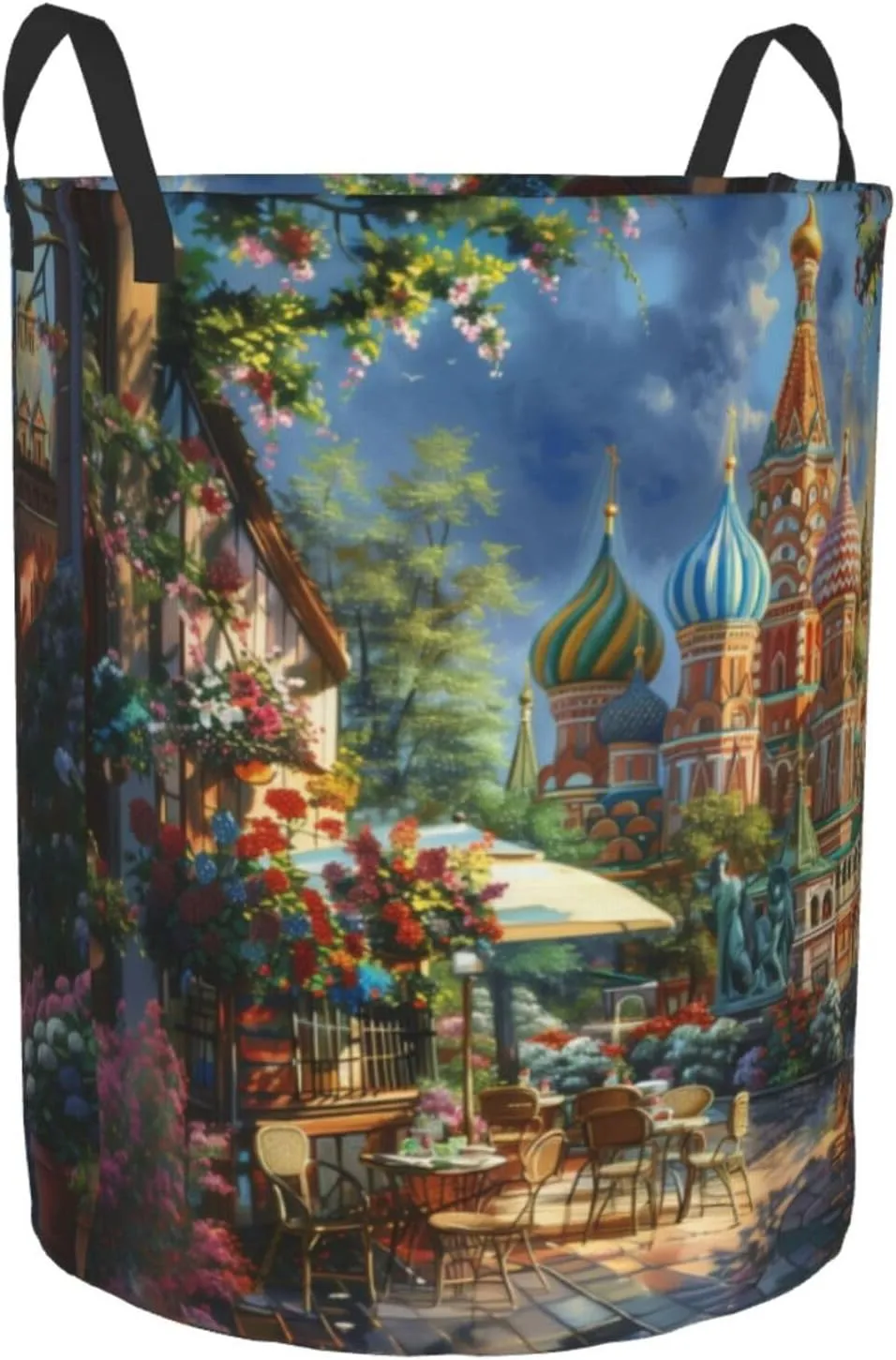 Beautiful Scenic Spot Laundry Hamper Round, Large Canvas Fabric Lightweight Storage Basket Toy Organizer Beautiful Scenic Spot Medium