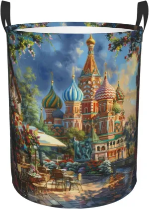 Beautiful Scenic Spot Laundry Hamper Round, Large Canvas Fabric Lightweight Storage Basket Toy Organizer Beautiful Scenic Spot Medium