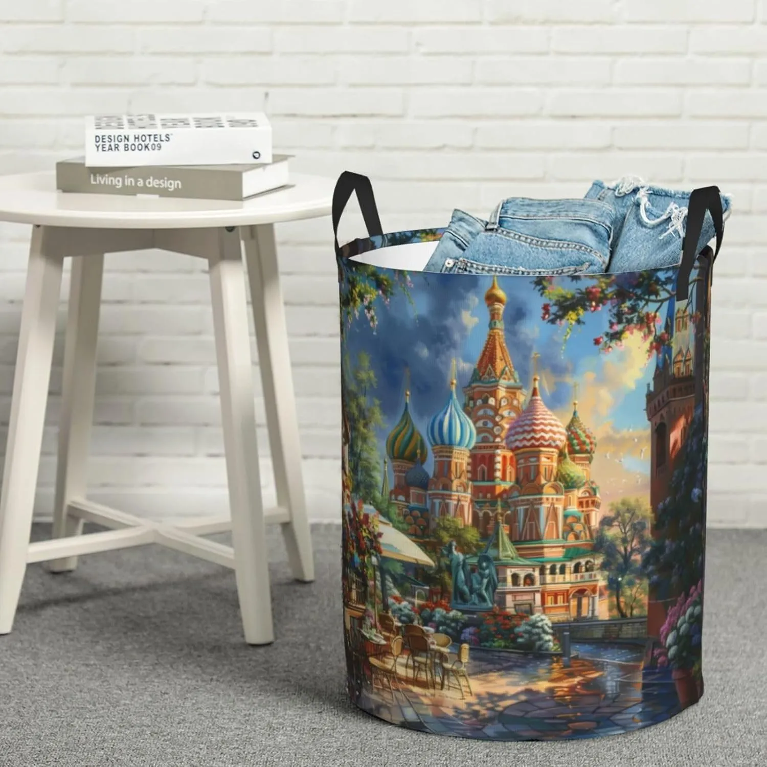 Beautiful Scenic Spot Laundry Hamper Round, Large Canvas Fabric Lightweight Storage Basket Toy Organizer Beautiful Scenic Spot Medium