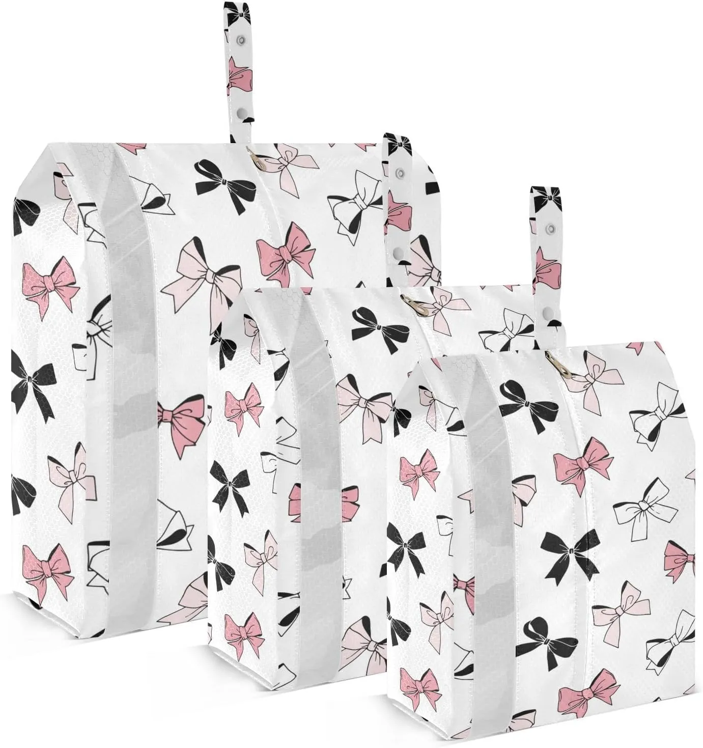 Beauty Bow Travel Storage Bag with Lanyard - Portable Lightweight Classified Storage Bag with Zipper, Dust and Waterproof Travel Packing Cube for Suitcase,3 Pieces