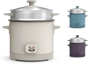 bella 16 Cup Rice Cooker with Steamer, Dishwasher Safe Steaming Basket, Rice Paddle and Measuring Cup, Removable Nonstick Cooking Bowl, Automatic Keep Warm Function​, 400 Watt, Oatmilk