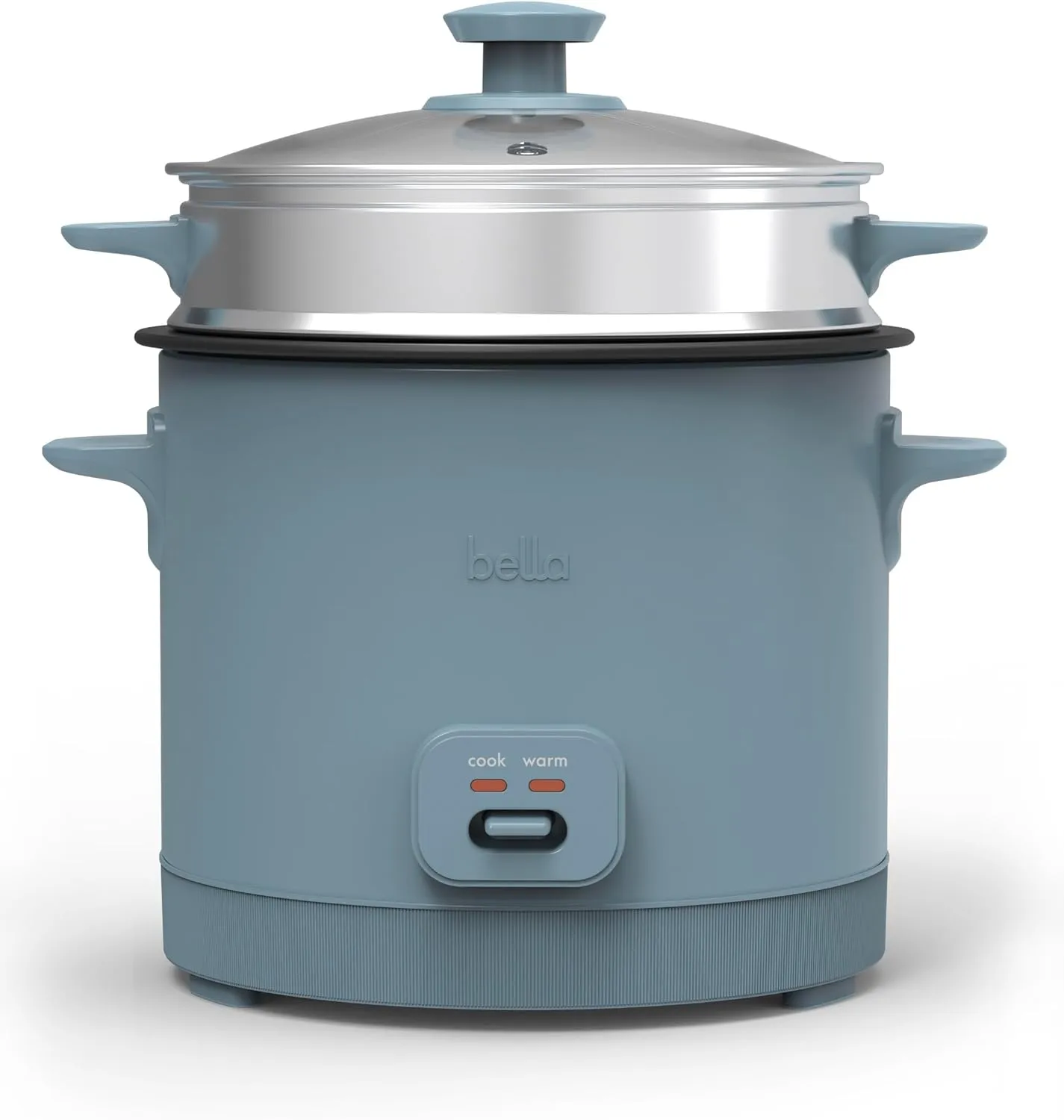 bella 16 Cup Rice Cooker with Steamer, Dishwasher Safe Steaming Basket, Rice Paddle and Measuring Cup, Removable Nonstick Cooking Bowl, Automatic Keep Warm Function​, 400 Watt, Surf