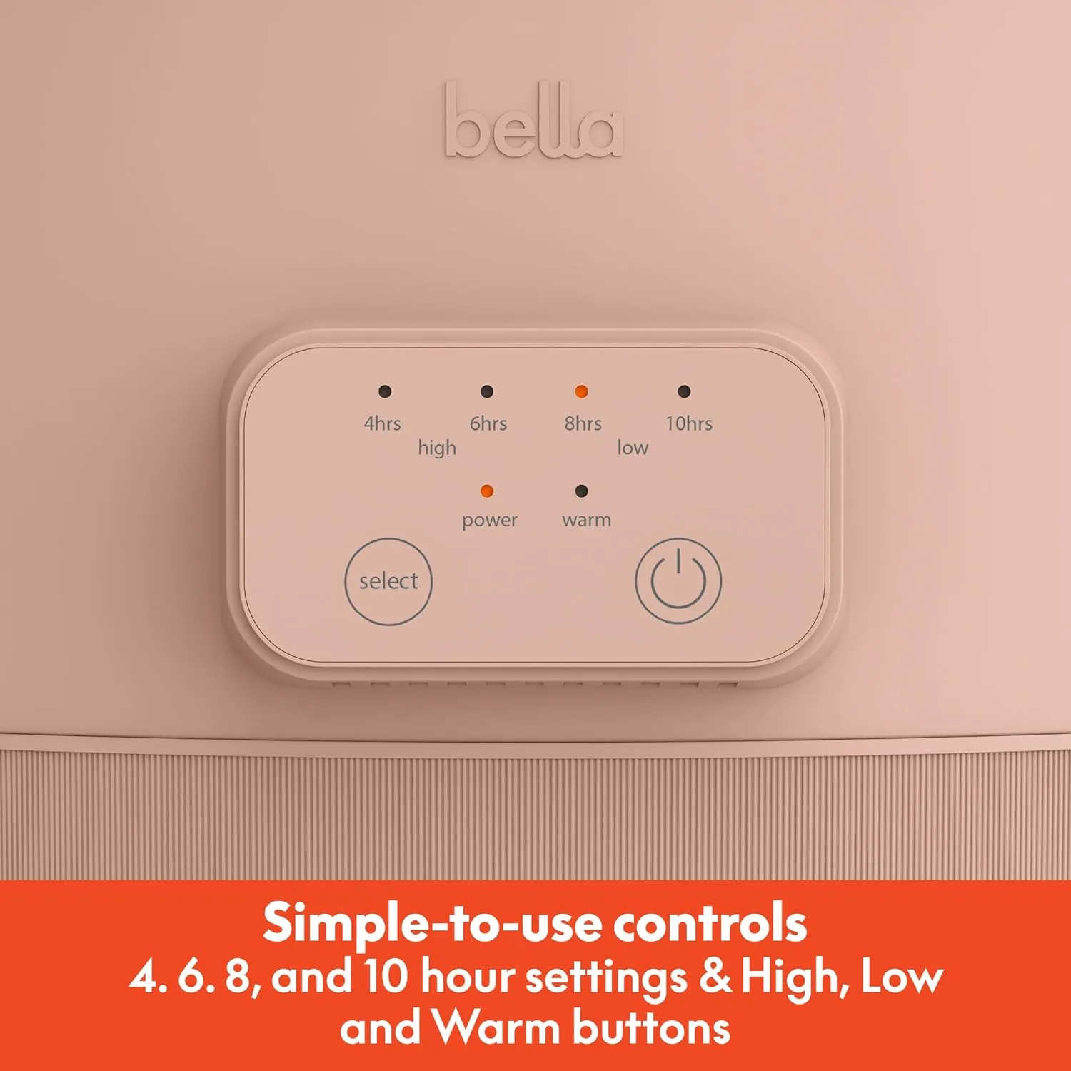 bella 6.0 Qt Programmable Slow Cooker, EverGood™ Ceramic Nonstick Coating, Adjustable Temperature & Cooking Times, Dishwasher Safe Stoneware Pot & Tempered Glass Lid, Tangle Free Cord Wrap, Blossom