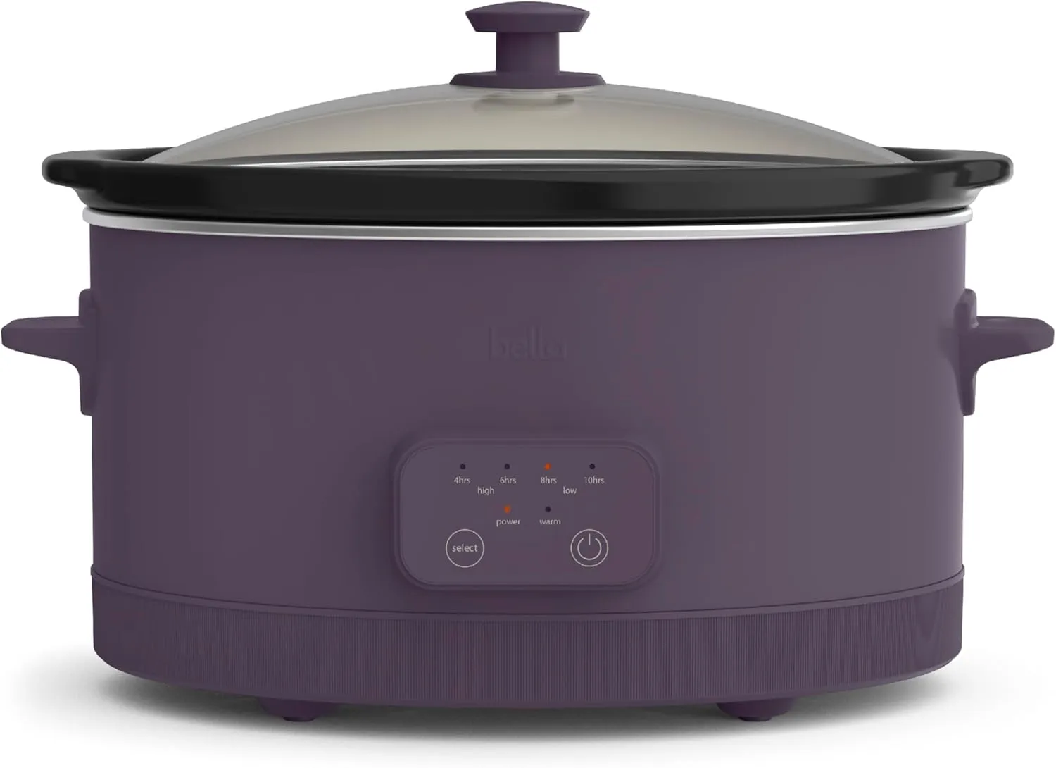 bella 6.0 Qt Programmable Slow Cooker, EverGood™ Ceramic Nonstick Coating, Adjustable Temperature & Cooking Times, Dishwasher Safe Stoneware Pot & Tempered Glass Lid, Tangle Free Cord Wrap, Plum