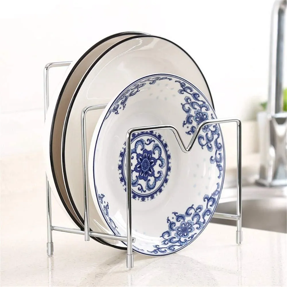 Best Quality - Other Utensils - Layers Stainless Steel Pan Pot Lid Shelf Kitchen Cooking Tools Storage Pan Rack Dish Chopping Block Cover Stand Holder - by RubyShop - 1 PCs