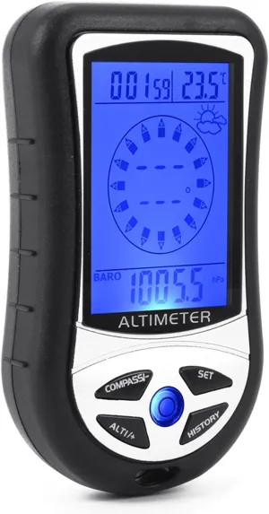 Bewinner 8 in 1 Handheld Altitude Gauge, Altitude Tester with Humidity,Temperature, Barometric Pressure Meter for Climbing