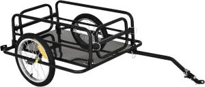 Bike Cargo Trailer for Hefty Loads, Foldable Compact Storage, Universal Hitch, Bike Wagon Bike Trailer Bicycle Cargo Trailer Bike Attachment with 16" Wheels, Heavy Duty, Black