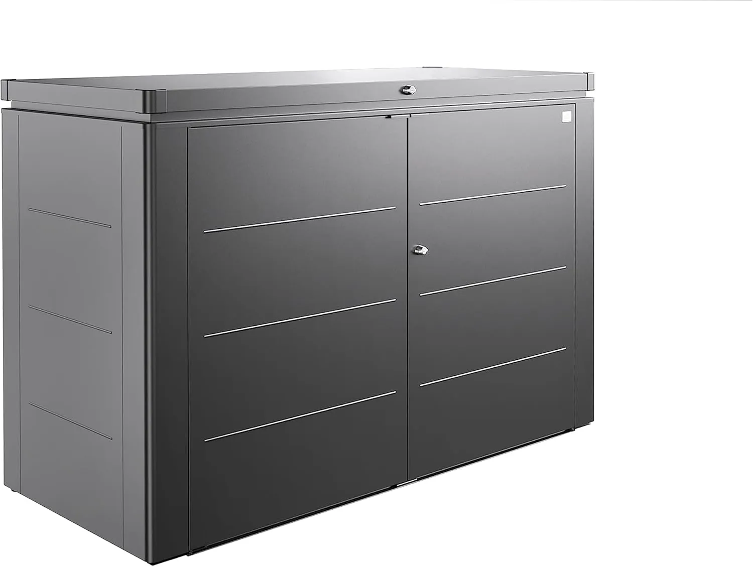Biohort HighBoard Outdoor Storage Box 450 Gallon Gray Galvanized Steel Trash Can Storage Container and Storage Cabinet 7'x3'x4' Weatherproof Tool Box, Horizontal Shed Container, and Marine Dock Box