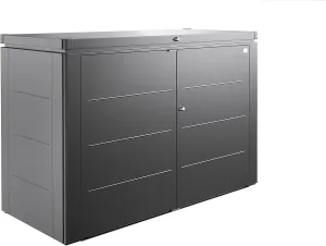 Biohort HighBoard Outdoor Storage Box 450 Gallon Gray Galvanized Steel Trash Can Storage Container and Storage Cabinet 7'x3'x4' Weatherproof Tool Box, Horizontal Shed Container, and Marine Dock Box