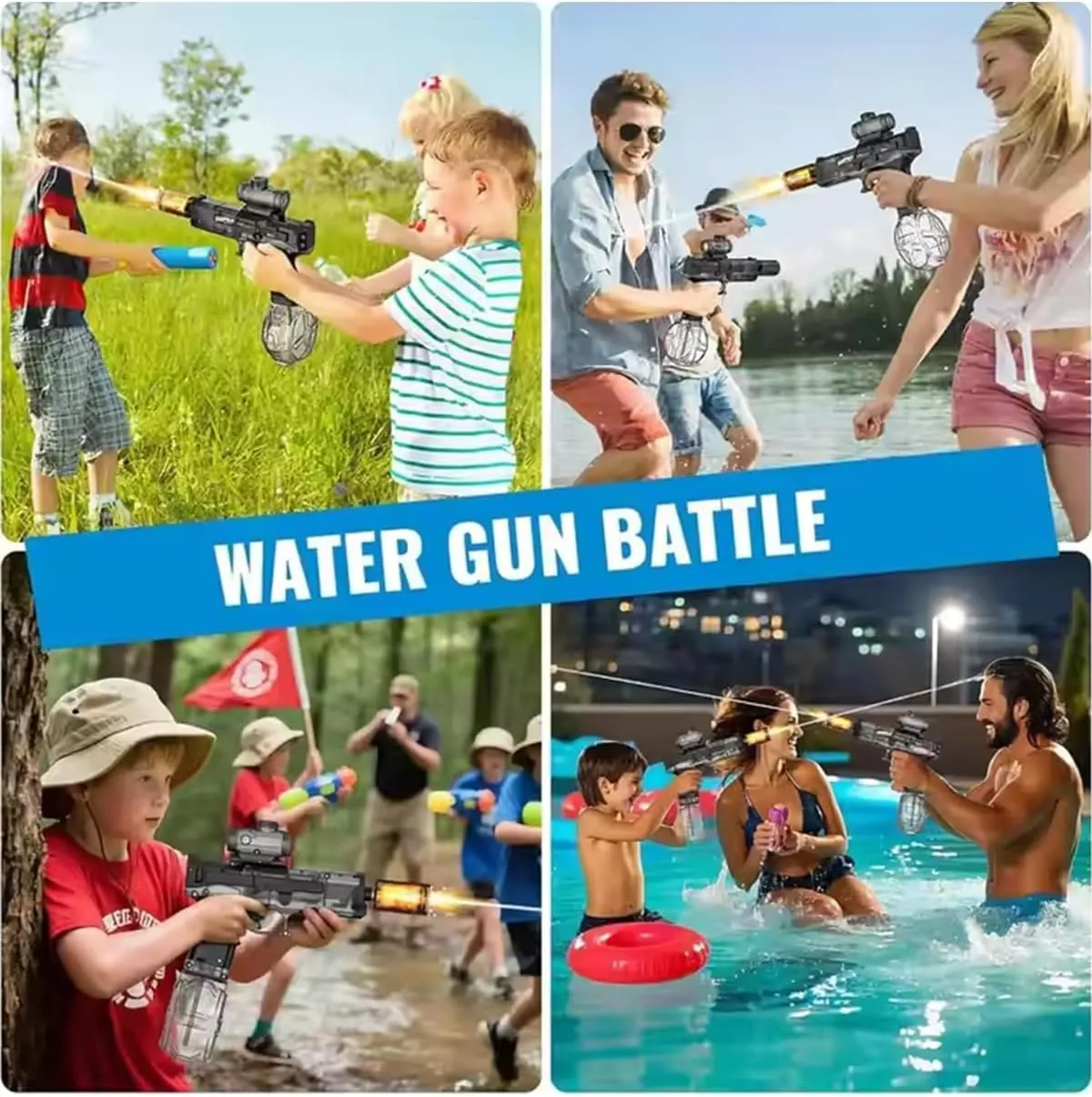Blazerat Auto Water Blaster, Blaze Rat Water Gun, Electric Water Gun Large Capacity with LED Interactive Lighting, High Powered Pressure Quick for Adults Swimming Pool Party (Red)