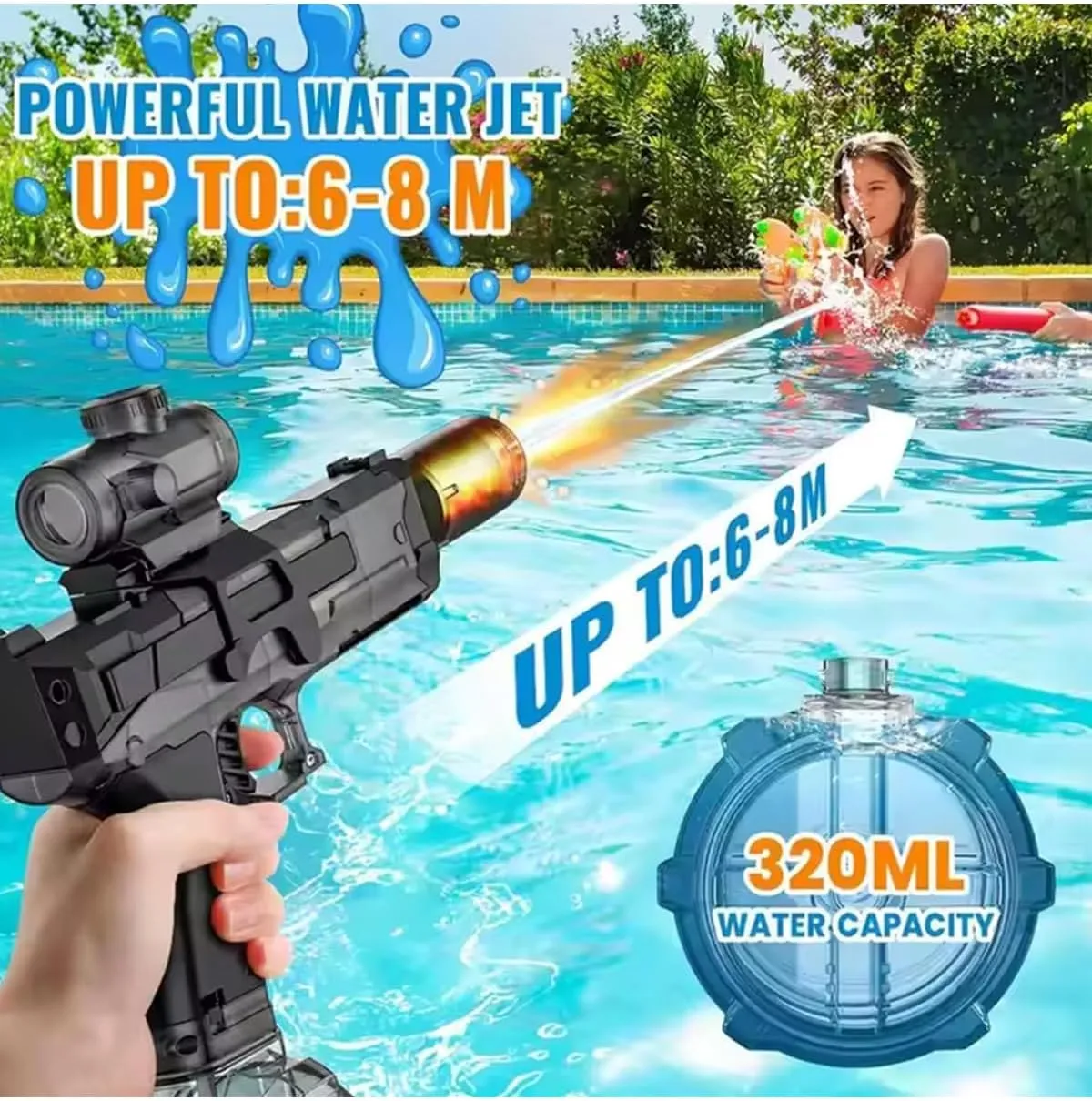 Blazerat Auto Water Blaster, Blaze Rat Water Gun, Electric Water Gun Large Capacity with LED Interactive Lighting, High Powered Pressure Quick for Adults Swimming Pool Party (Red)