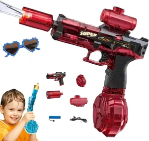 Blazerat Auto Water Blaster, Blaze Rat Water Gun, Electric Water Gun Large Capacity with LED Interactive Lighting, High Powered Pressure Quick for Adults Swimming Pool Party (Red)