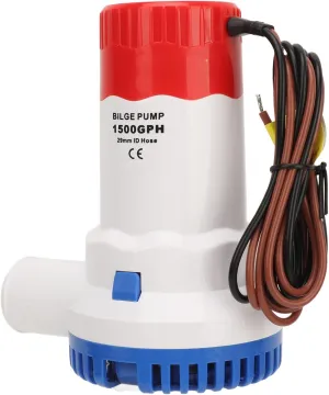 Boat Bilge, 1500GPH Plastic Water Cooled Motor Boat Bilge Pump for Pools (12V)