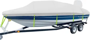 Boat Cover Fit Bass Boat, V-Hull Tri-Hull Boats and Runabout, 1200D Marine Grade Heavy Duty Polyester with PU Coating, 17-19ft Waterproof & UV Resistant, All-Weather Protection [Motor Cover Included]