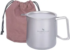 Boundless Voyage Titanium 500ml Mug with Lid and Strainer Filter Ultralight Tea Cup with Partable Foldable Handles for Outdoor Camping Hiking Backpacking (500ml Cup)