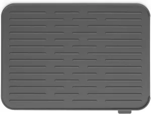 Brabantia Sinkside Silicone Dish Pot Drying Mat (Dark Gray) Soft, Non-Slip Kitchen Counter Sink Top Drainer for Dishwashing