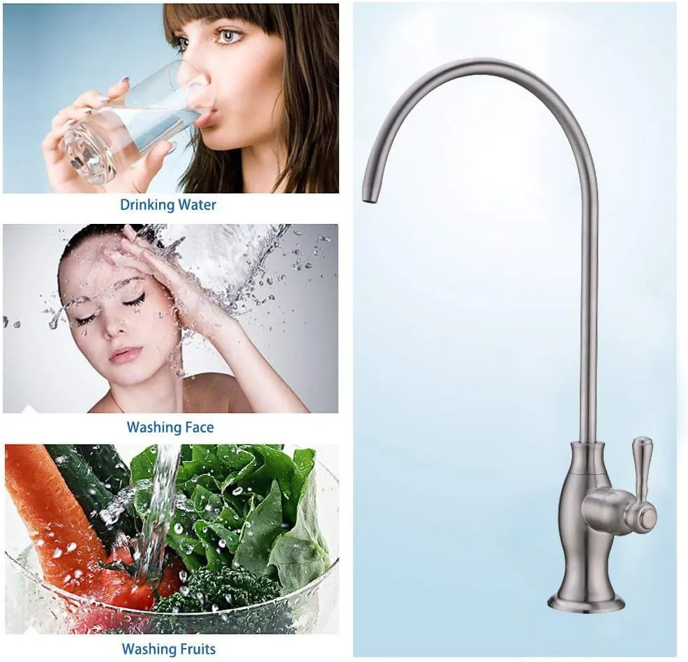 Brass Water Filter Faucet Delle Rosa Commercial Water Filtration Faucet for Under Sink Water Filter System Modern Brushed Nickel Kitchen Bar Sink Drinking Water Faucet