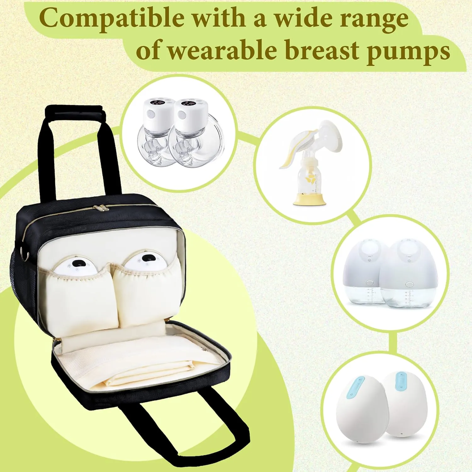 Breastmilk Cooler Bag with Ice Pack, Wearable Breast Pump Storage Bag, Insulated Bottle Travel Bag Compatible with Momcozy/Elvie/Willow, Fits Baby Bottles up to 9 Ounce with Shoulder Strap Black Mini