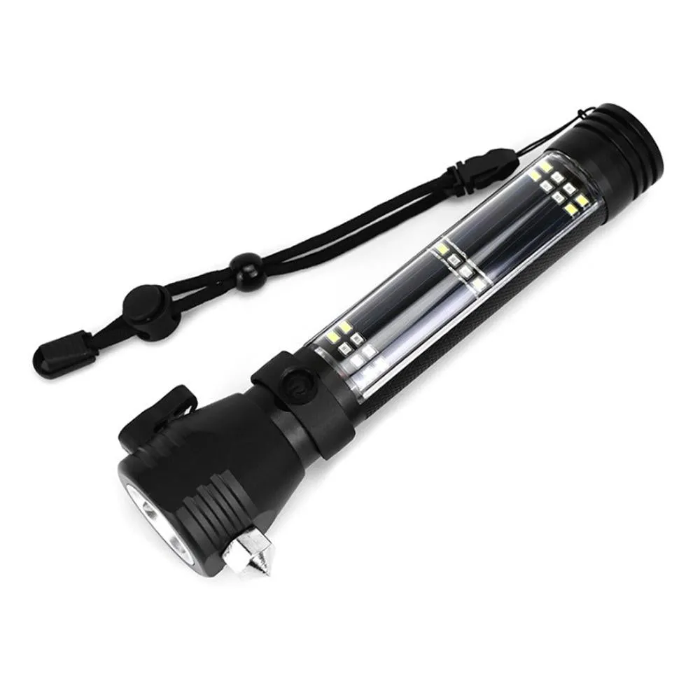 Bright Torch H04-T01 Outdoor Car Tactical Flashlight with LED Solar Hammer Monthly deal Ultra Safety Light, Function Multi Efficient shipping Flashlight Powered