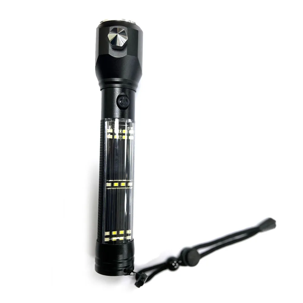 Bright Torch H04-T01 Outdoor Car Tactical Flashlight with LED Solar Hammer Monthly deal Ultra Safety Light, Function Multi Efficient shipping Flashlight Powered