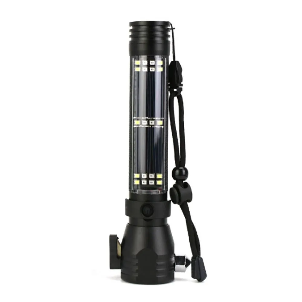 Bright Torch H04-T01 Outdoor Car Tactical Flashlight with LED Solar Hammer Monthly deal Ultra Safety Light, Function Multi Efficient shipping Flashlight Powered