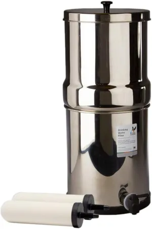 British Berkefeld 2.24 Gallon Gravity-Fed Water Filter System- Stainless Steel with 2x ATC Super Sterasyl Candle Filters