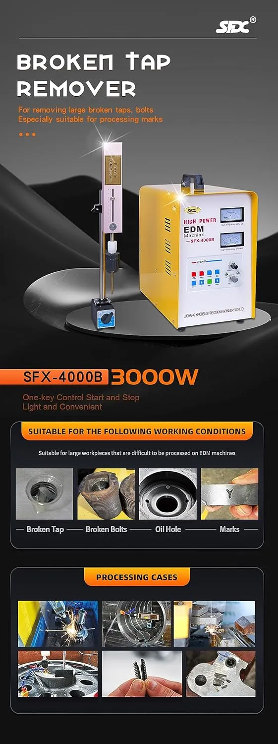 Broken Tap Removal Portable Metal Disintegrator SFX-4000B 3000W Spark Eroding Broken Taps,Drill,Tap Burner Remover Machine