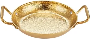 Cabilock 20cm Paella Pan Stainless Steel Skillet Double Handle Nonstick Flying Pan Seafood Pan for Spanish Dishes Home Restaurant Golden