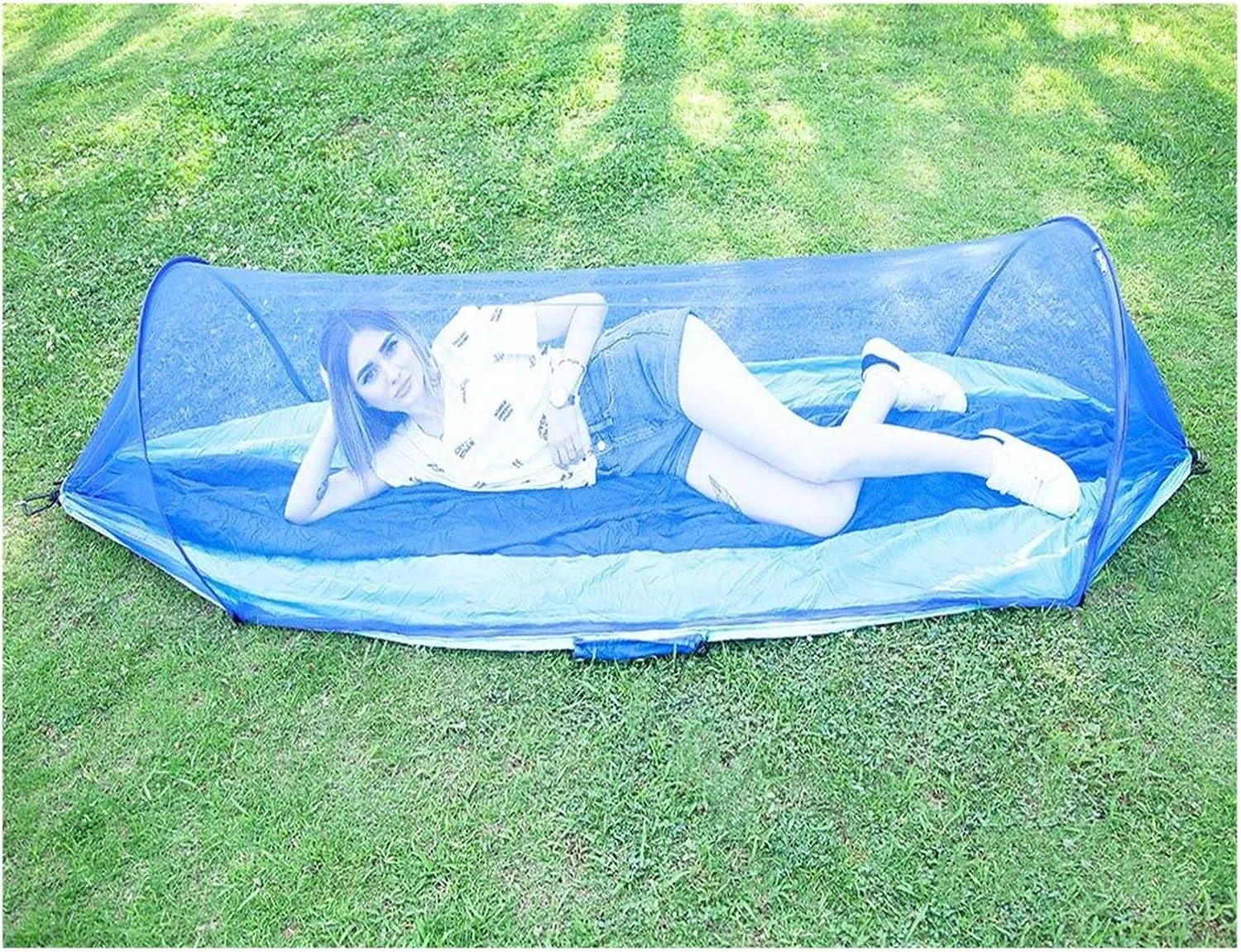 Camp Portable Outdoor Camping Hammock 1-2 Person Go Swing with Mosquito Net Hanging Bed Ultralight Tourist Sleeping Hammock Strong (B S250x120cm)