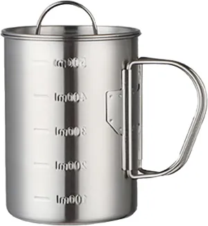 Camping Cup with Lid, Stainless Steel Water Cup Mug with Foldable Handles and Lid Portable Backpacking Mugs with Scale, for Outdoor Camping Hiking(500ml)