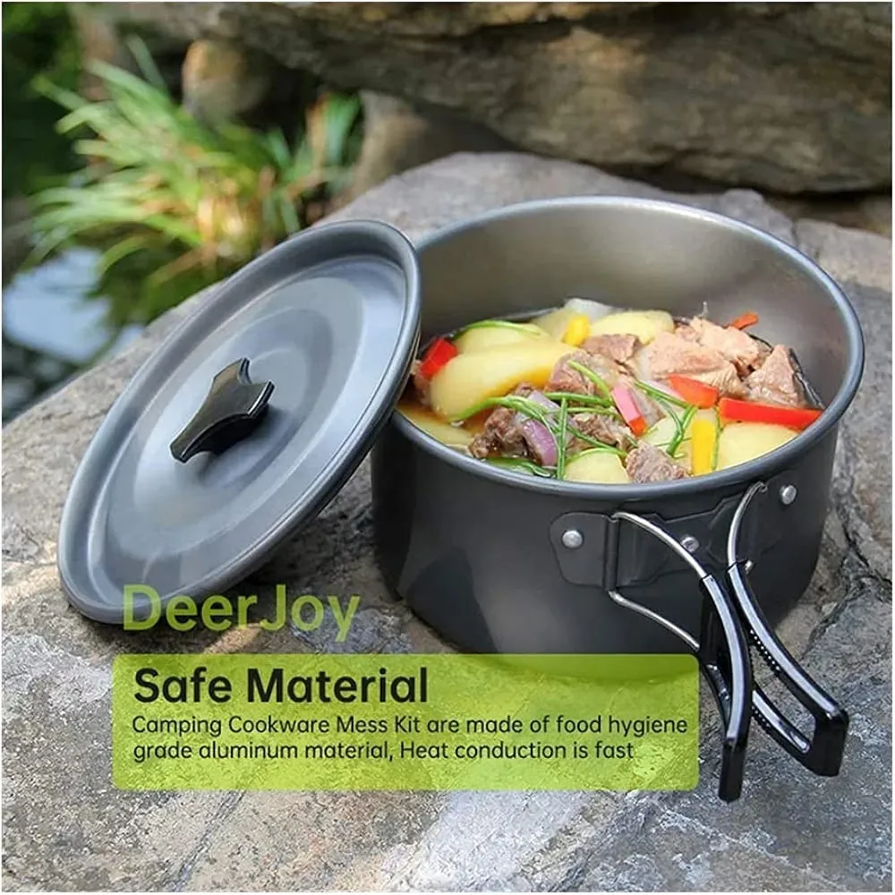 Camping Outdoor Cookware Set, Non-Stick Outdoor Folding Pot Pan  Kettle Kit