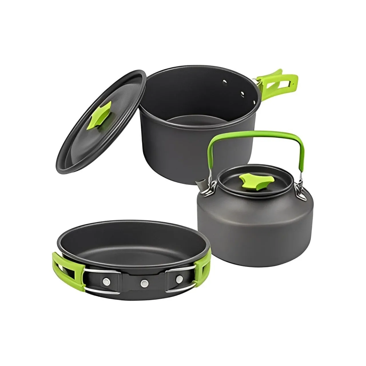Camping Outdoor Cookware Set, Non-Stick Outdoor Folding Pot Pan  Kettle Kit