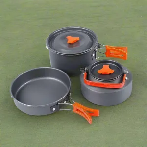 Camping Outdoor Cookware Set, Non-Stick Outdoor Folding Pot Pan  Kettle Kit