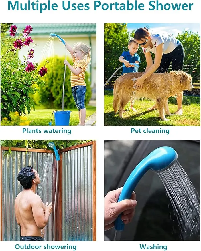 Camping Shower Portable Shower for Camping Outdoor Shower Camp Portable Shower Head Handheld Camping Shower Pump Powered by Upgraded Rechargeable Battery, 1 Year Warranty