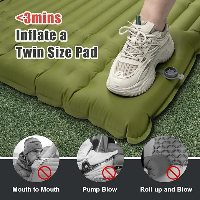 Camping Sleeping Pad, Extra Thickness 4.7 Inch Inflatable Sleeping Mat Lightweight Waterproof Camping with Built-in Pump Air Mattress for Backpacking, Hiking, Tent, Traveling