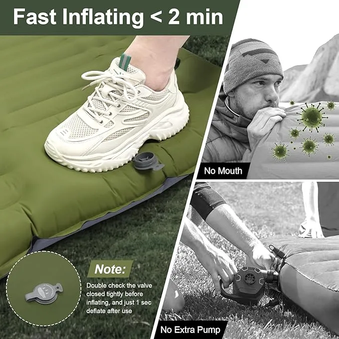 Camping Sleeping Pad, Extra Thickness 4.7 Inch Inflatable Sleeping Mat Lightweight Waterproof Camping with Built-in Pump Air Mattress for Backpacking, Hiking, Tent, Traveling