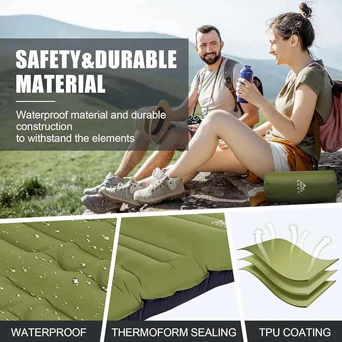 Camping Sleeping Pad, Extra Thickness 4.7 Inch Inflatable Sleeping Mat Lightweight Waterproof Camping with Built-in Pump Air Mattress for Backpacking, Hiking, Tent, Traveling