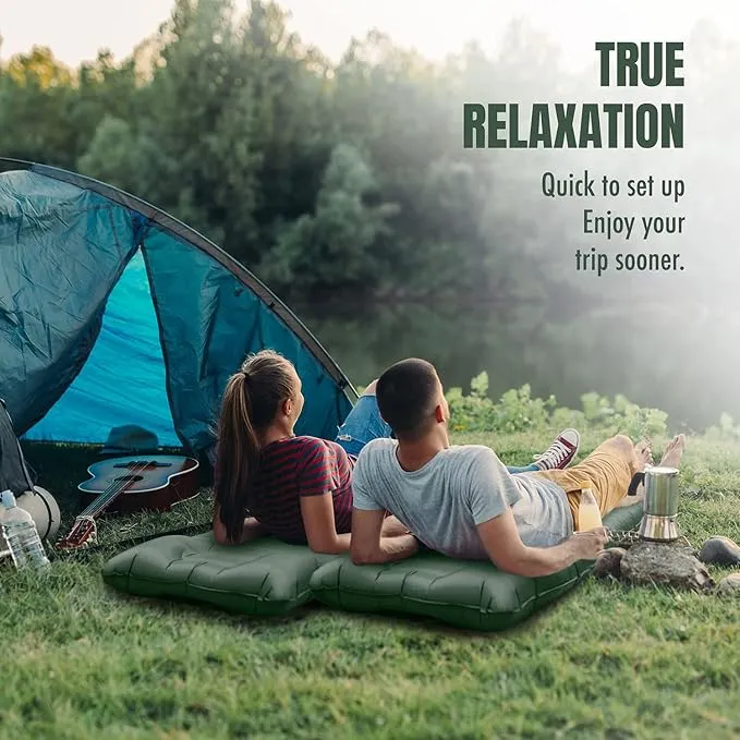 Camping Sleeping Pad w/Armrest & Pillow - 4 Inch Ultra-Thick Side Sleep Friendly - Rollover Protection - Ultralight Backpacking Air Mattress